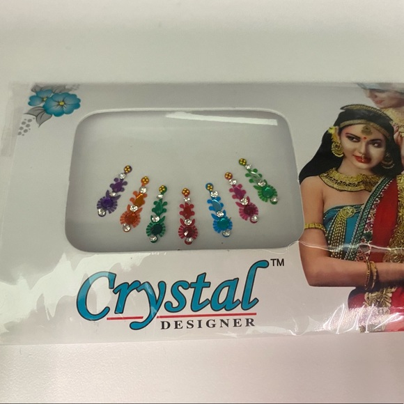 7 Multicolored Long Forehead Bindis - Picture 2 of 6